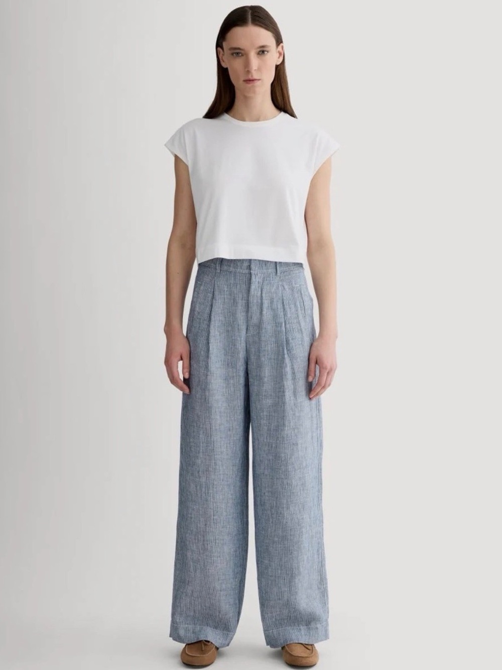 Everlane The Linen Way-High® Drape Blue Pant size 10